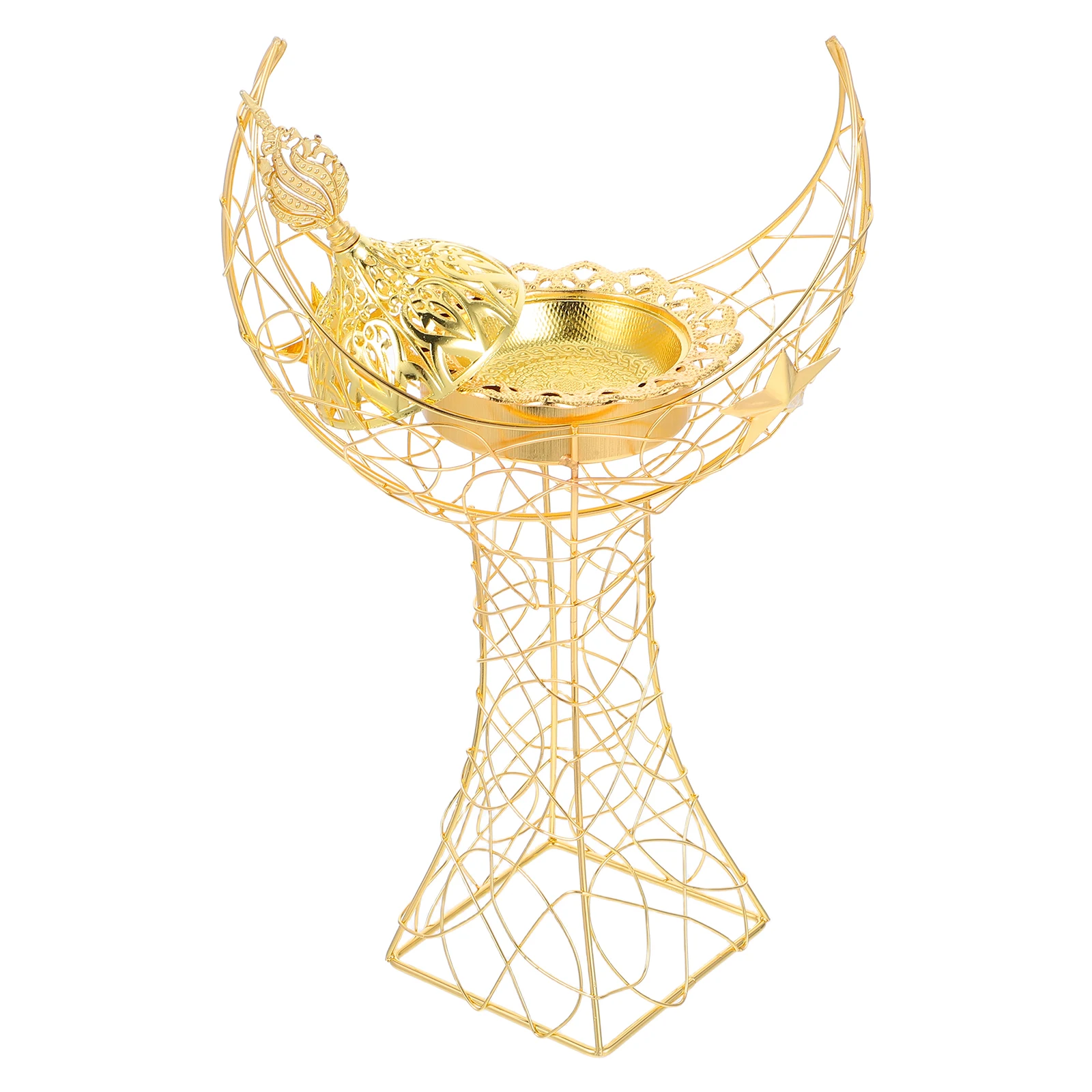 

Crescent Tower Incense Burner Sturdy Metal Middle Eastern Aromatherapy Censer Home Decorative Furnace Moon Shape Holder