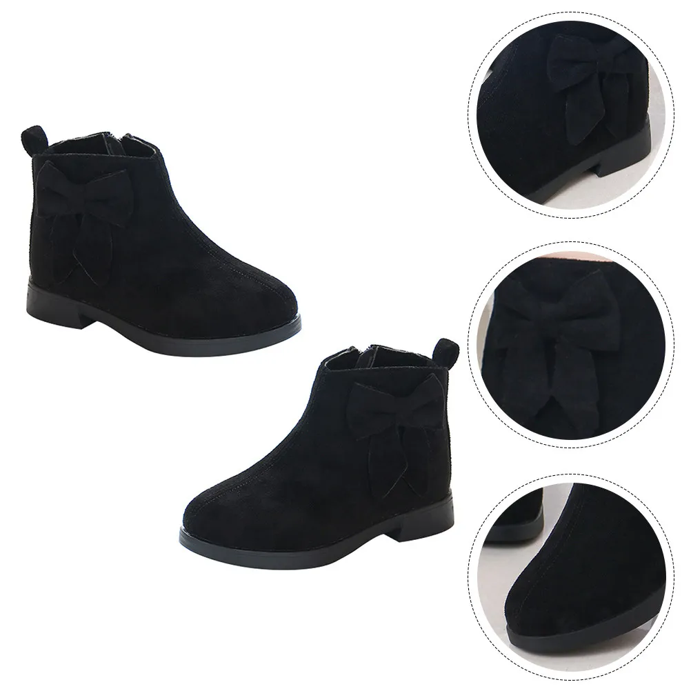 1Pair Children Winter Shoes Kids Ankle Boots Non-Slip Bottom Warm Lining Easy on Off Girls Fashion Booties Girls Booties