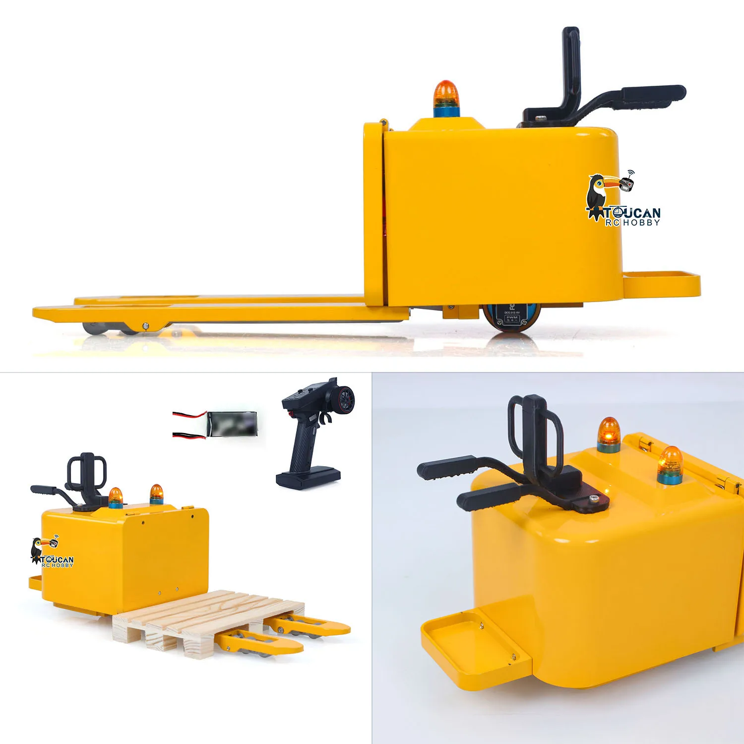US Stock 1/14 RC Reach Forklift Ready to Run Warehouse Remote Control Electric Reach-trucks Model Collection Warning Lights