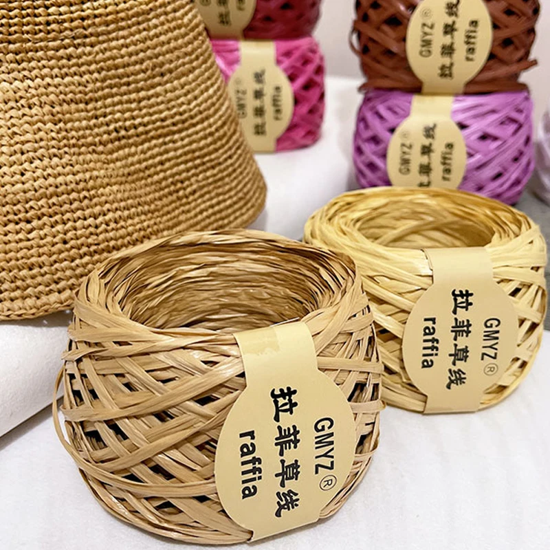 80m Washable Lafite Grass Thread For Hand Woven Bags, Summer Sandals, Straw Hats, Hook bags, Hat Thread DIY Material TJ20492