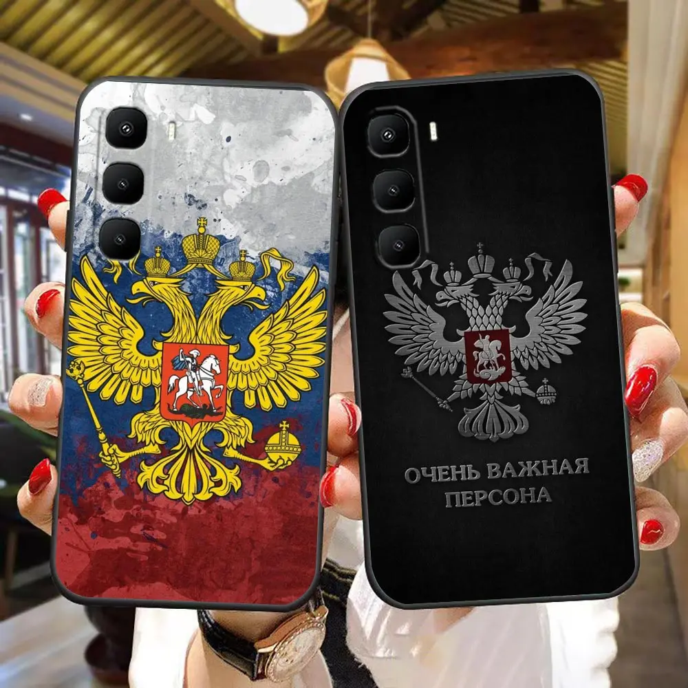 Phone Case For Infinix HOT 70 60 60I50 10 10I 10S 11 12 12I 20 20I 20S 30 30I ZERO 20 30 40 Case Shell Cover Russia Flags Emblem