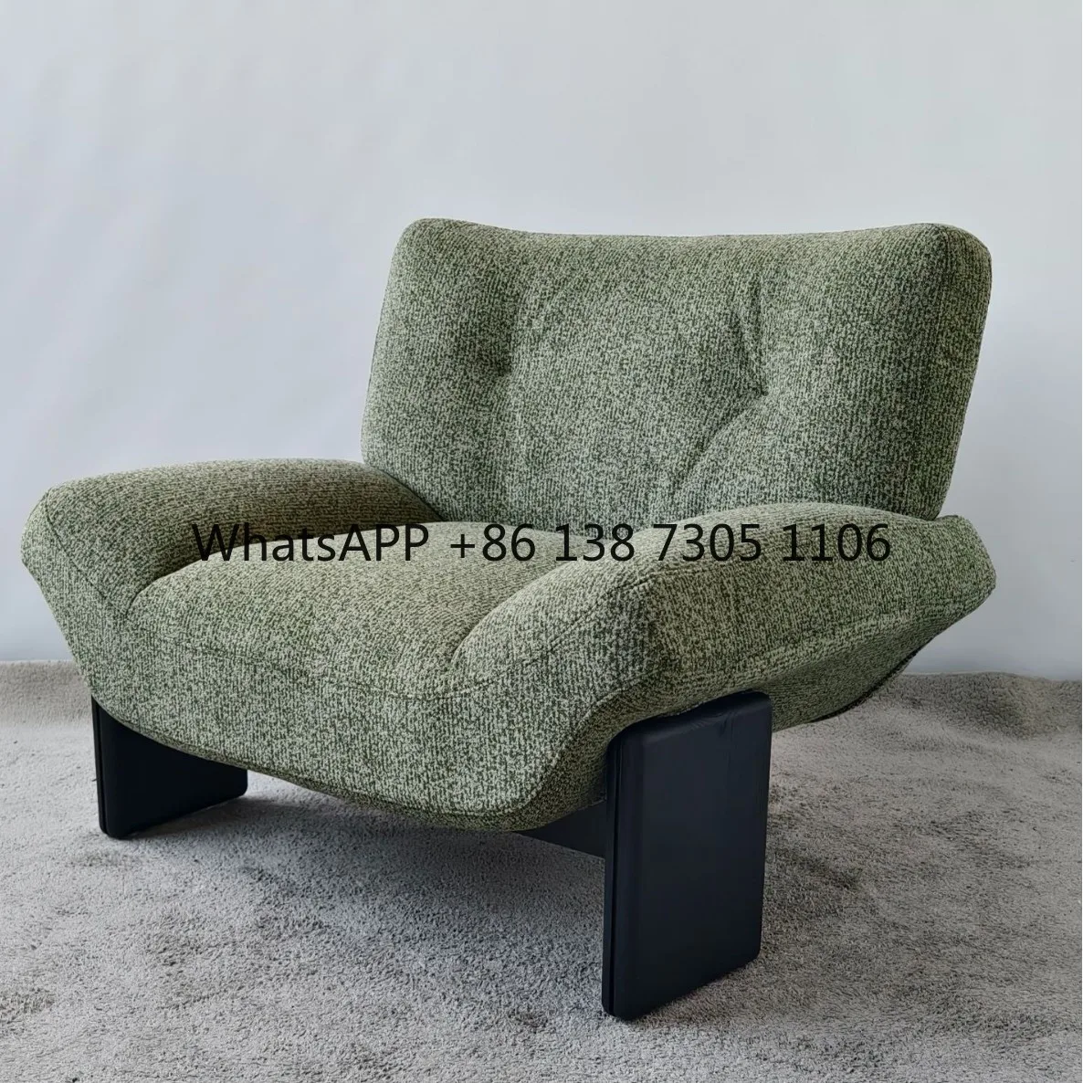 

Light luxury simple hotel Italian leather designer single living room sofa, back armrest leisure chair sofa