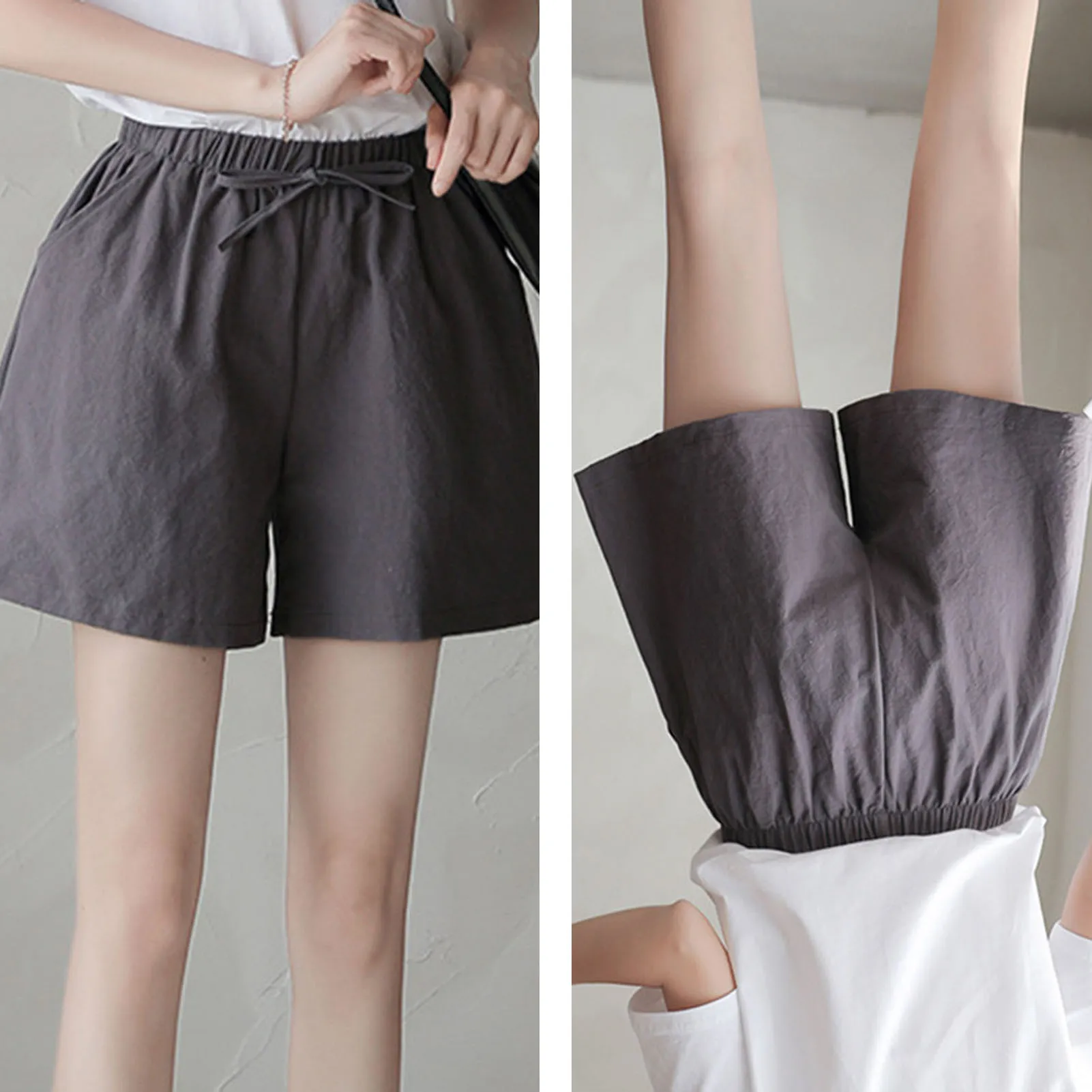 

Повседневные льняные шорты с высокой талией, женские шорты для тренировок в тренажерном зале, хлопковые короткие брюки, свободные женские короткие женские шорты, спортивные