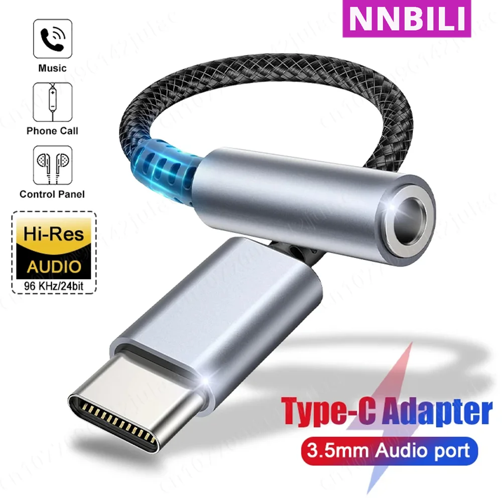 HiFi USB typu C na 3,5 Jack Adapter słuchawkowy USB-C 3 5 mm Konwerter kabla audio do iPhone'a serii 15 Samsung Galaxy Huawei Xiaomi