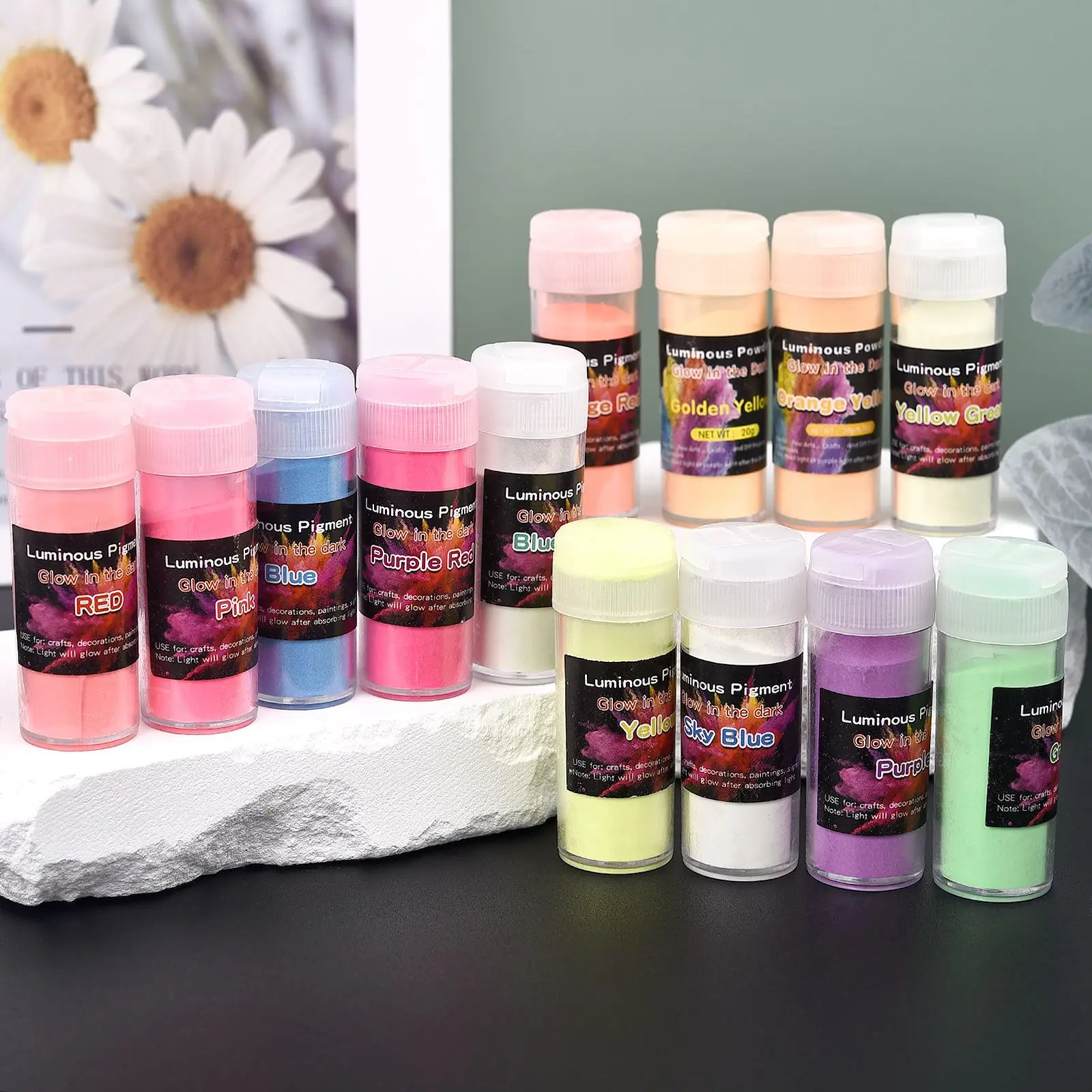 20g New Long Lasting Bright Luminous Powder Paint Epoxy Resin Pigment Glow In The Dark Fluorescent Powder DIY Resin Supplies