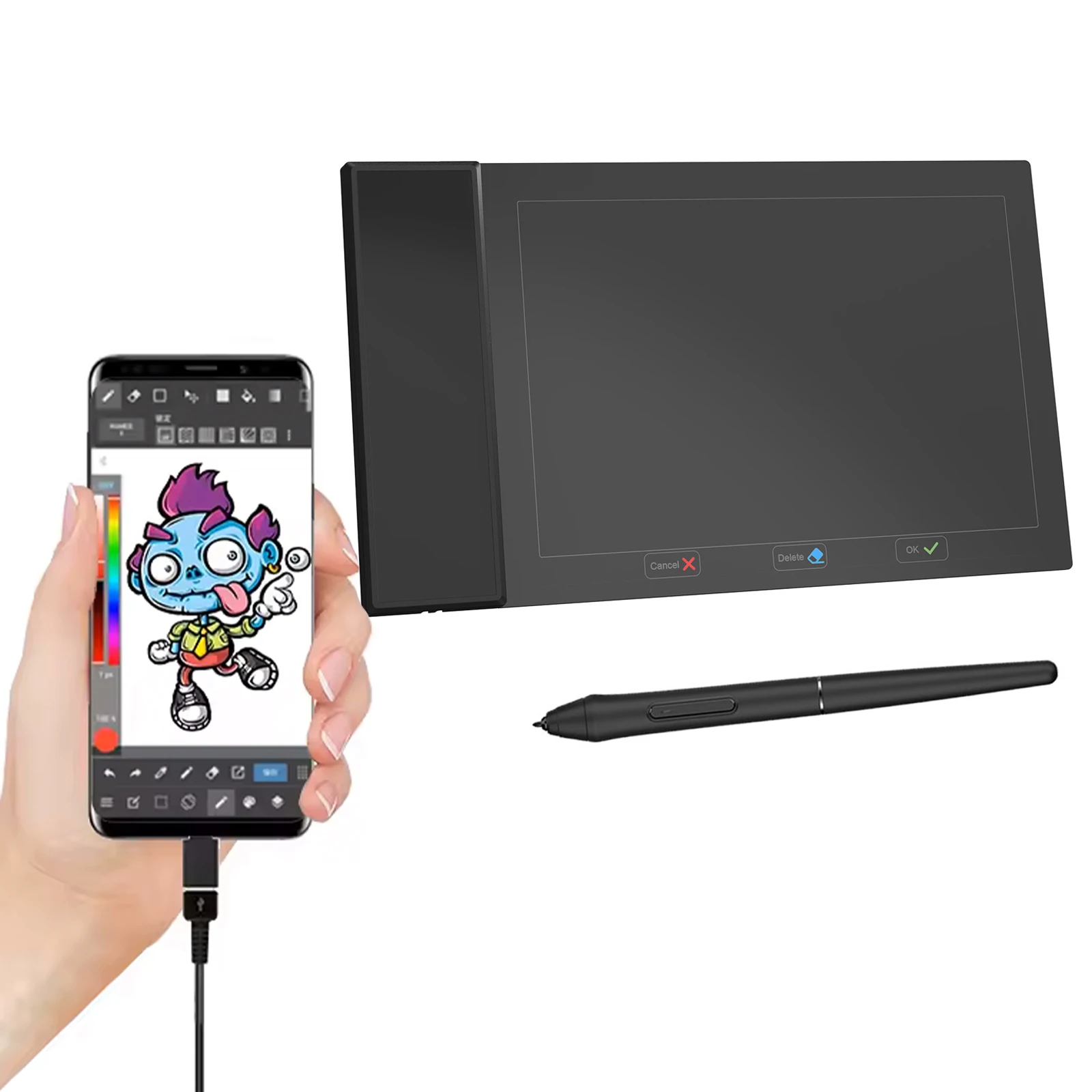 HavaPen YZ08 Graphic Drawing Tablet 8192 Levels Pressure, Digital Art Tablet with Battery-Free Pen, USB Type-C, Compatible with