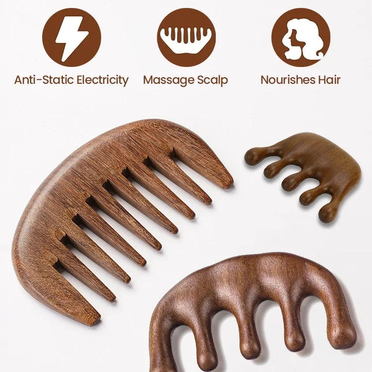 Wood Therapy Massage Wood Massager Comb Face Scalp Head Oil Massager Gua Sha Natural Hair Comb Tools Body Massage Beauty Care