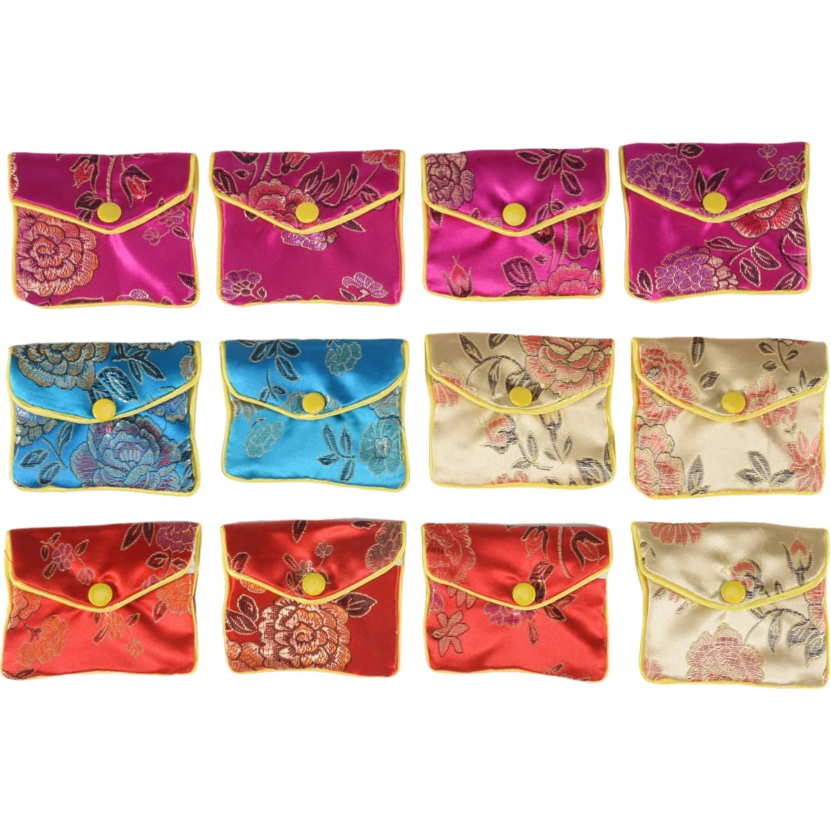 FZFZ 12피스 쥬얼리 실크 지갑 가방 브로케이드 자수 가방 선물 가방, 다양한 색상