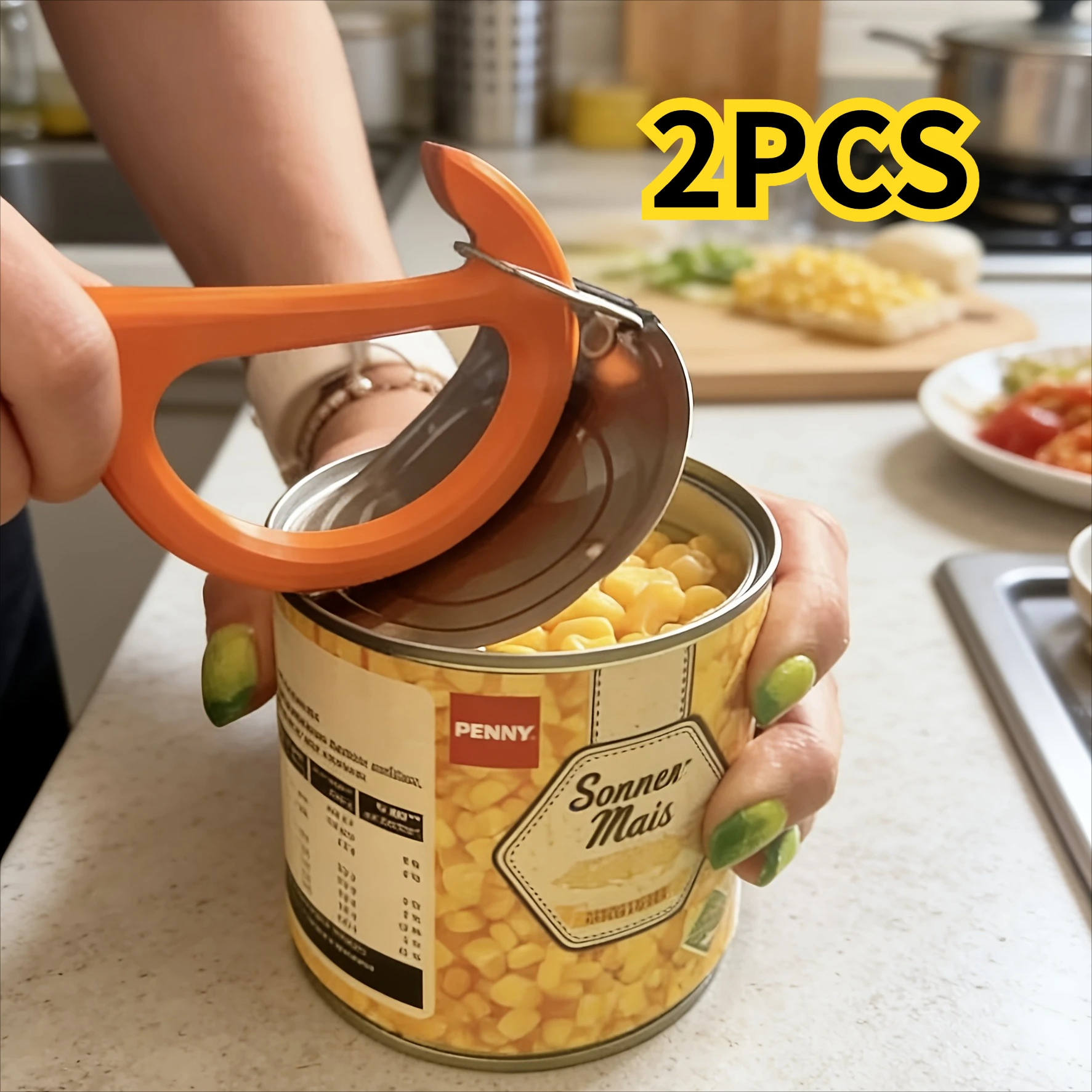 Can opener, anti-slip handle, plastic manual can opener, safe and easy to hold, durable plastic structure, kitchen can opener