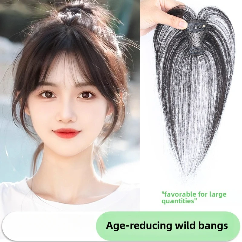 حجم 4x6 مشبك شعر بشري طبيعي في الانفجارات حافة غير مرئية استبدال هامش الجبين شعري الانفجارات الفرنسية للنساء ارتداء اليومي