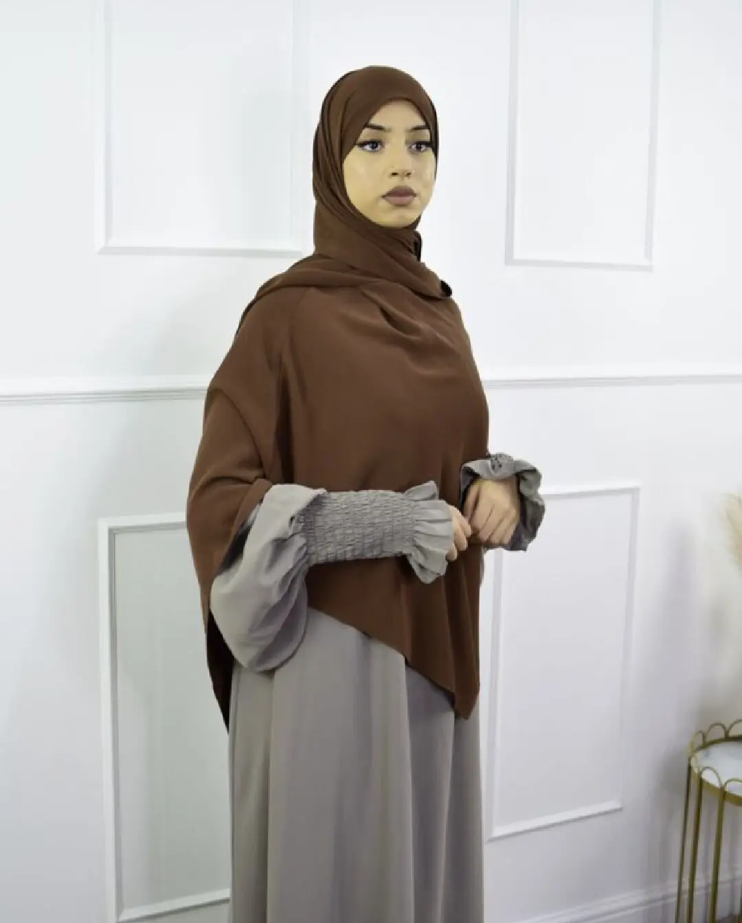 

2025 Cape Khimar Niqab Crepe Islamic Muslim Women Ramadan Prayer Hijab Head Wrap Eid Nikab Kopftuch Headscarf Femme Hijabs Scarf
