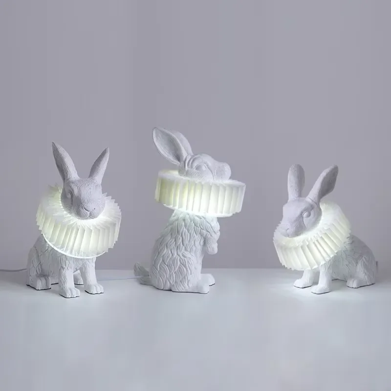 Nordic Modern Creative Design Home Accessories Bedroom Decoration Night Light Resin White Rabbit Statue Modeling Light