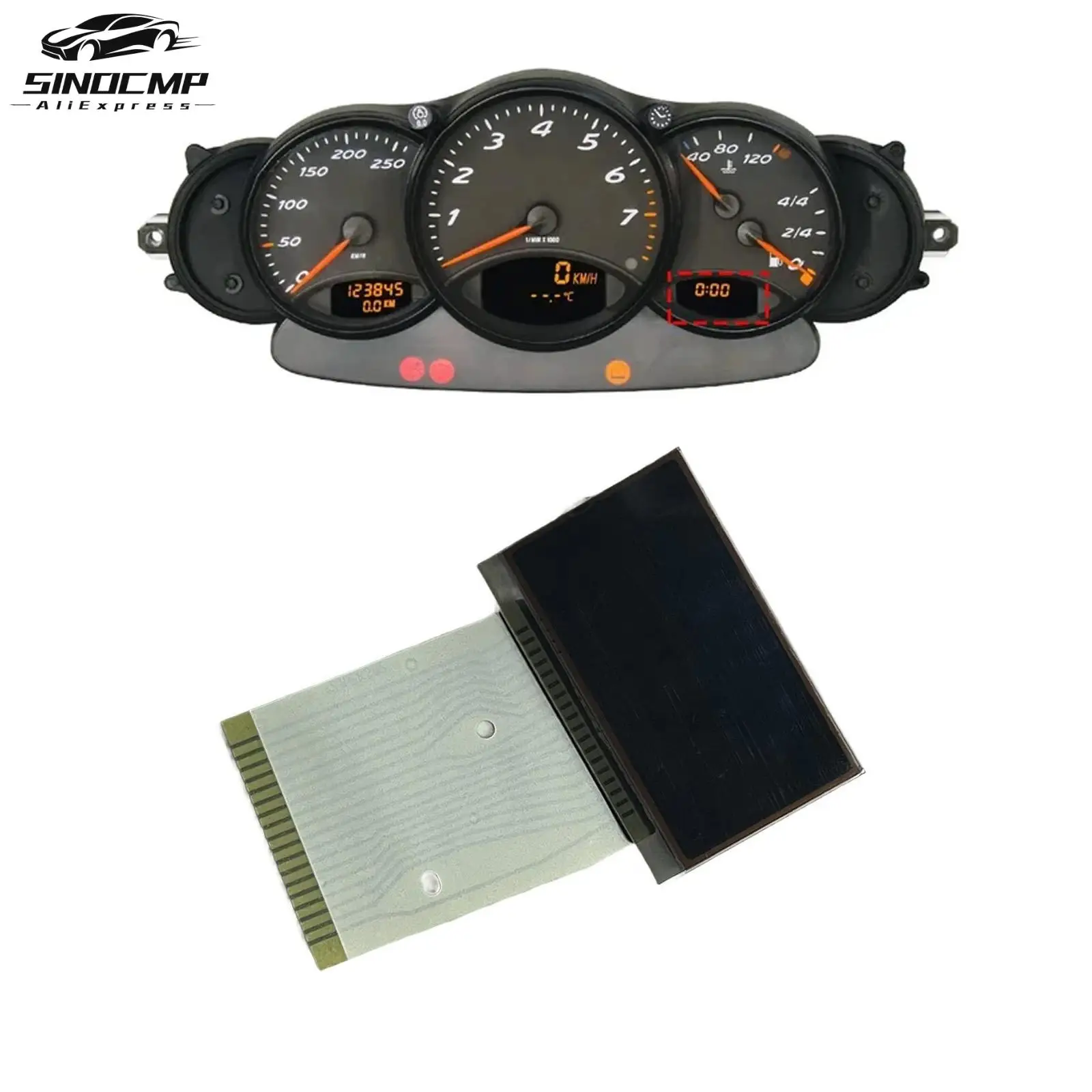 

1Pc Right KM Version Display Screen 9866411060570C 9966411130170C 9866411040170C For Porsche 911 996 Boxster 986 RUF 110.008.721