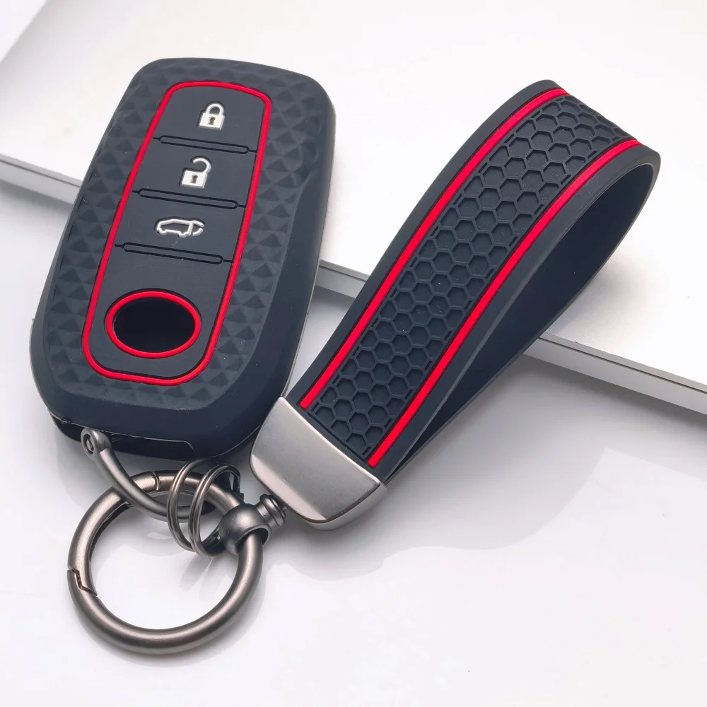 Silicone For Toyota Corolla Hatchback Cross Yaris Cross Prius Hilux Land Cruiser LC200 LC250 LC300 Car Key Case Cover Chain