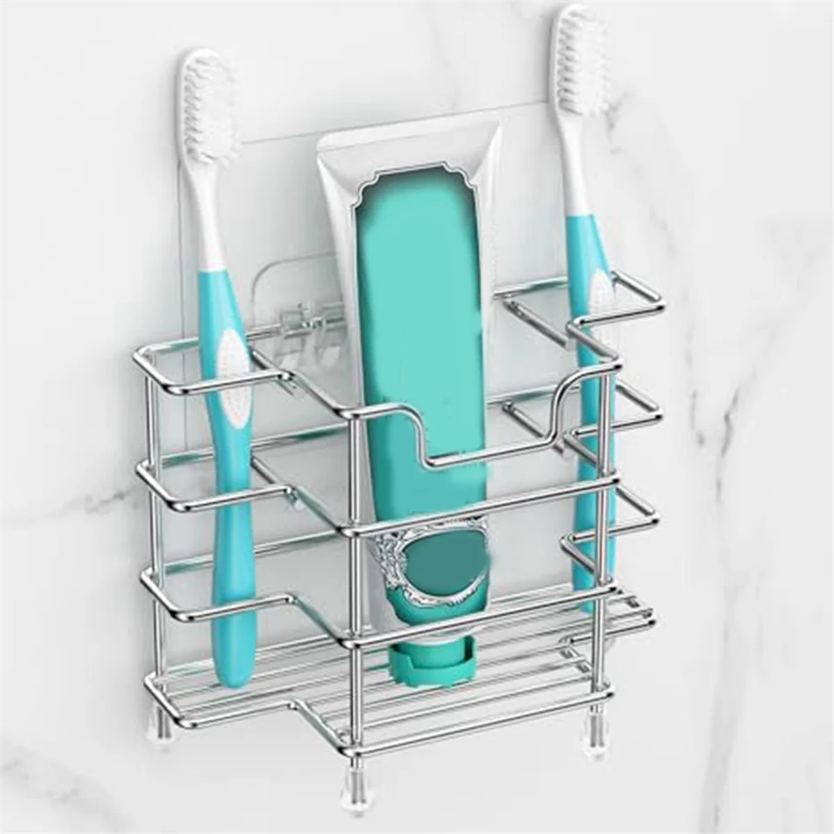 Soporte de cepillo de dientes montado en la pared para baño, 3 ranuras, organizador de accesorios de baño de acero inoxidable para espacios pequeños-A