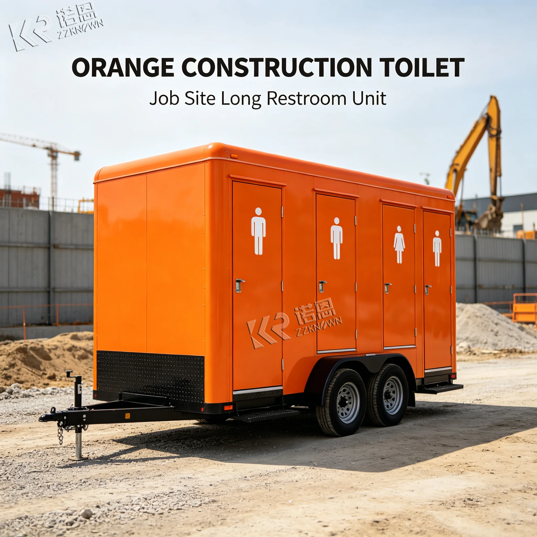 Mobile Toilet Trailer for Construction Site Temporary Sanitation Use Luxury Portable Toilet Trailer Two Compartment Design