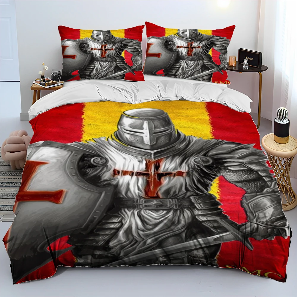 Imagem -03 - Cavalier Cavaleiro Templário Crusaders Consolador Bedding Setduvet Cover Bed Conjunto Quilt Cover Fronha King Queen Size Conjunto de Cama