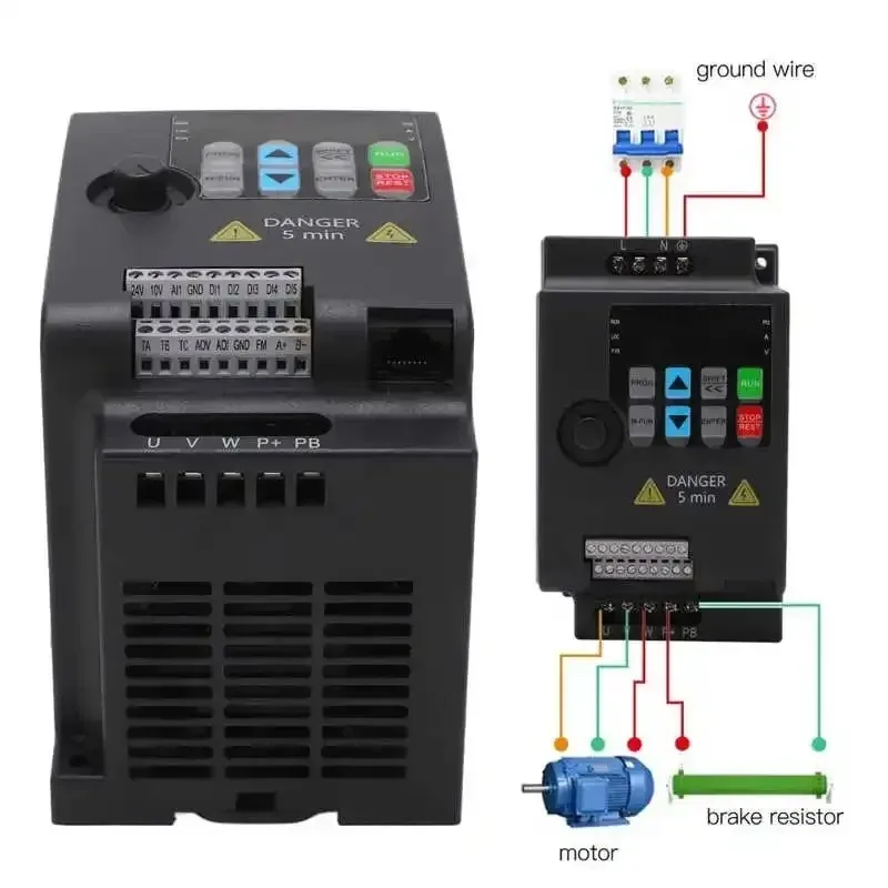SAKO 2.2KW VFD Variable Frequency Drive 1 Phase 220V to 3 Phase 0-220V Output Mini Frequency Inverter Motor Speed Controller