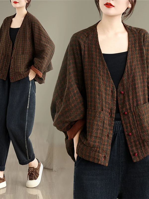 

Loose Long Sve V-Ne Chinese Sle Women's irt Large Size Retro Versatile Loose Top ort Outerwear Commute Faion