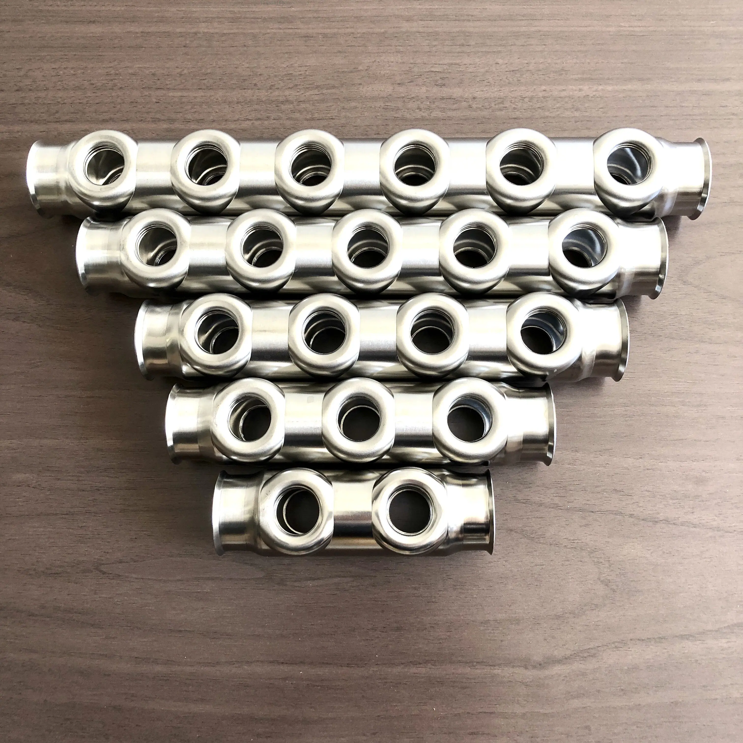 304 stainless steel new water separator main pipe with thickened bamboo nodes, 4-point double-sided holes, brushed and polished