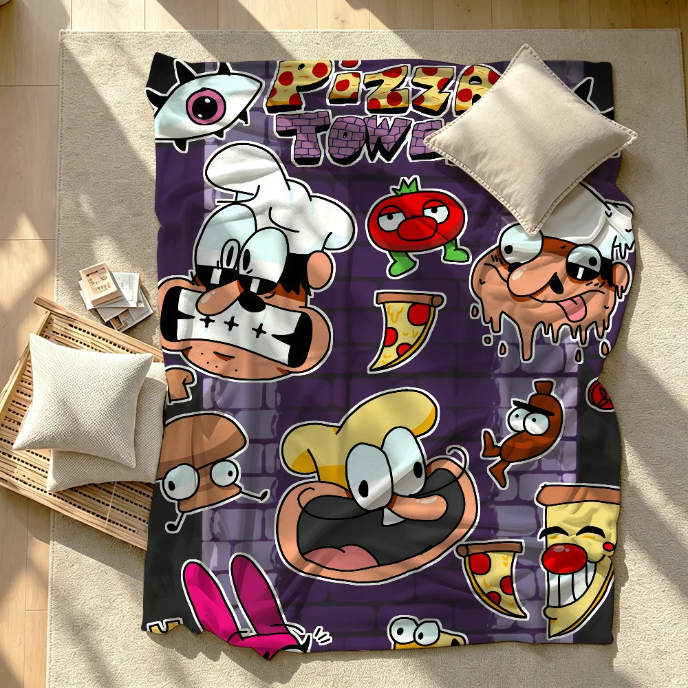 Game Pizza Tower Cartoon Blanket Soft Warm And Thick Perfect For Bedroom Living Room Bed Sofa Camping Picnic Office Gift