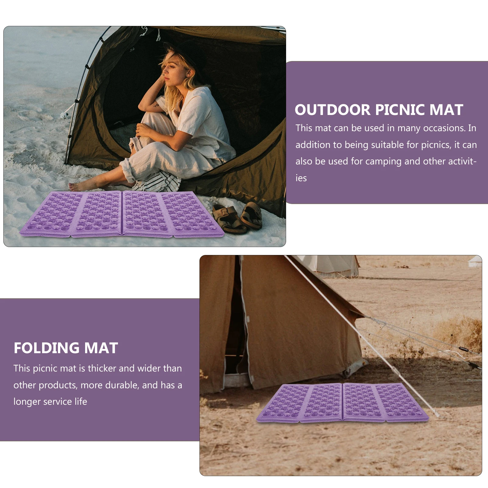 

2Pcs Portable Folding Seat Cushion Thick Outdoor Picnic Mat Camping Mat Crawling Pad Multifunctional Xpe Foam Seat