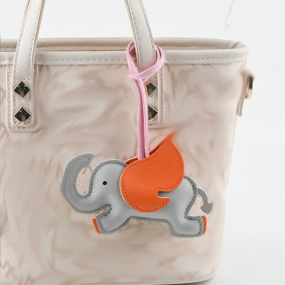 PU Leather Flying Wings Elephant Keychain Animal Car Keyring PU Leather Hanger Fashion 16 Colors Bag Pendant Car Accessory