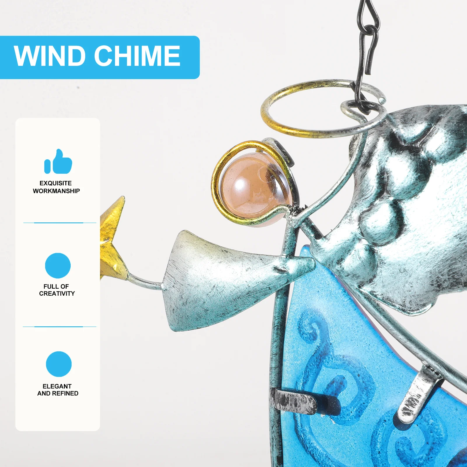 

1Pcs Glass Painted Angel Wind Chime Hanging Pendant Decorative Garden Balcony Wind Bell Outdoor Indoor Soothing Sound Chimes