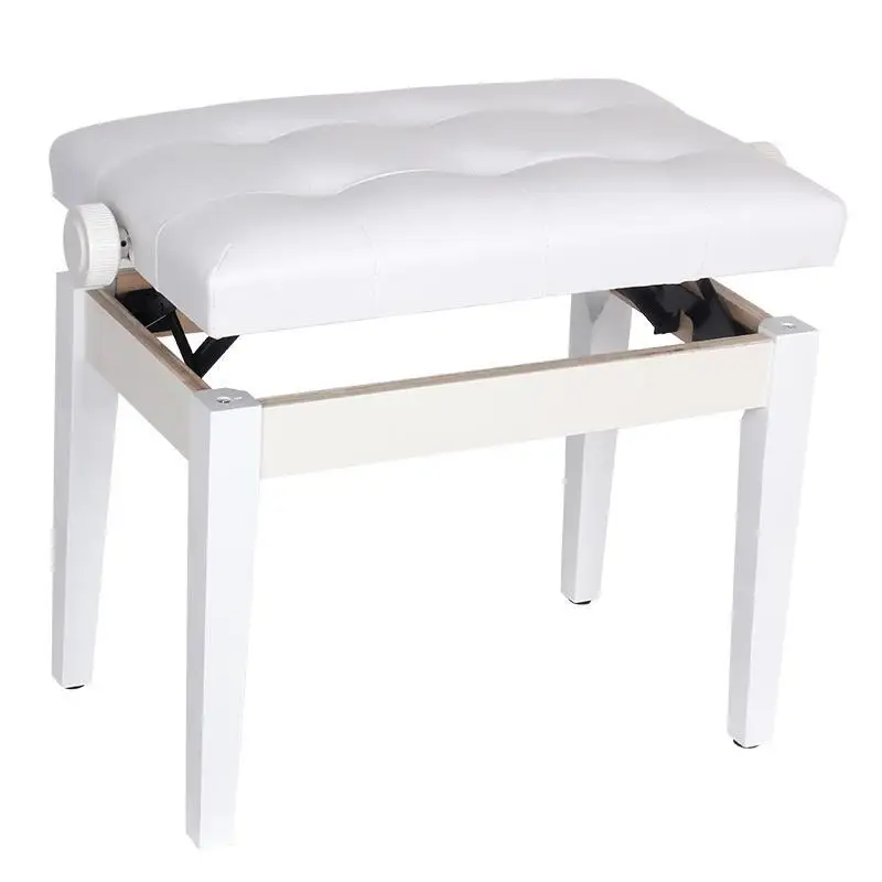 Solid Wood Adjustable Piano Stool, Heavy-Duty Single Bench with Storage for Keyboard & Instrument Practice