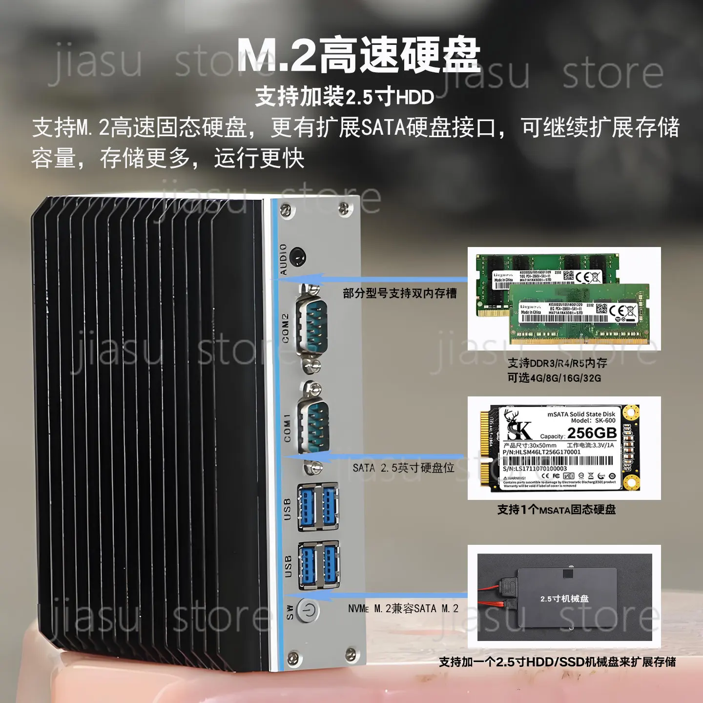 

Industrial control computer with quad-core N100, dual network ports, dual serial ports, RS485, vision, fully enclosed, J1900