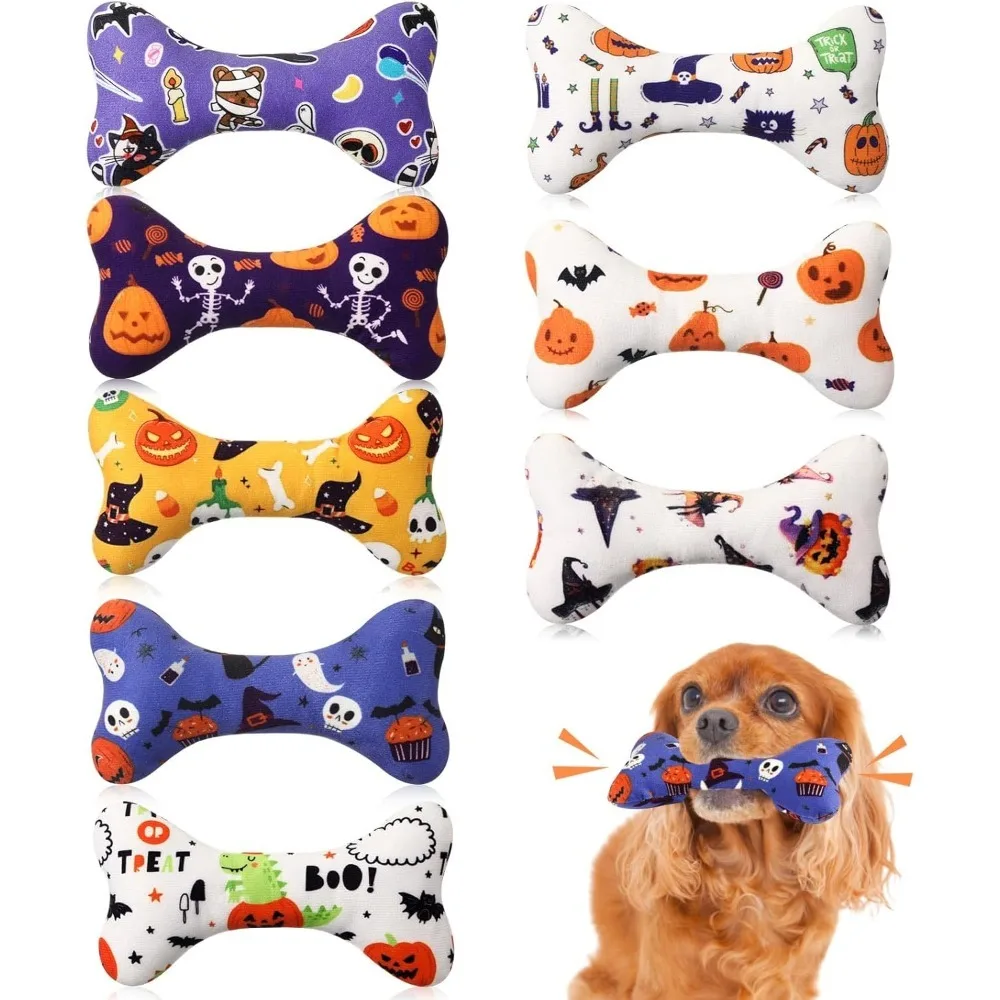 

8 упаковок игрушек для собак на Хэллоуин со пищалкой, писклявая плюшевая игрушка для маленьких собак для собак на Хэллоуин Мягкая игрушка Плюшевый писклявый щенок