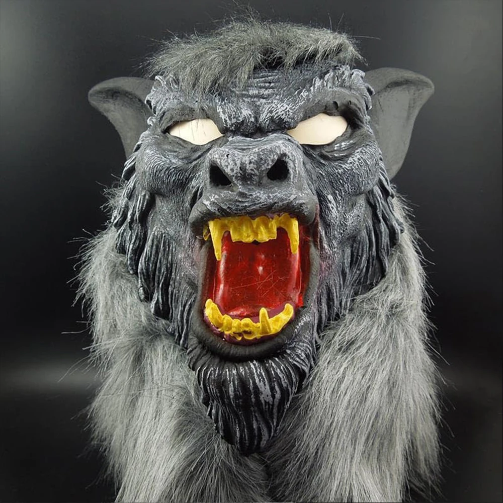 Horror Werewolf Costumes Halloween Cosplay Wolf Mask Werewolf Claws Set Gloves Terror Role Play Prank Props Creepy Wolf Headgear