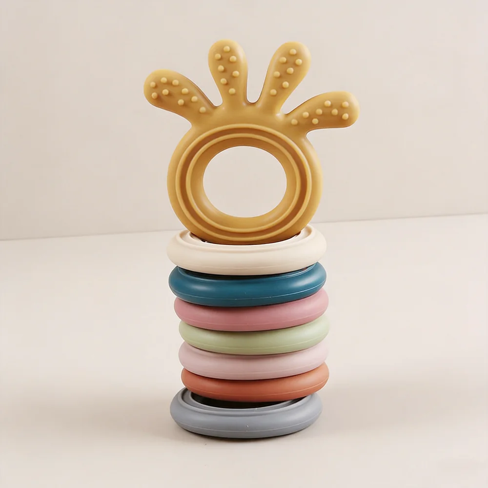 baby silicone teether infant octopus shaped teething toy gum reliefe simulation bpa free training nursing gift