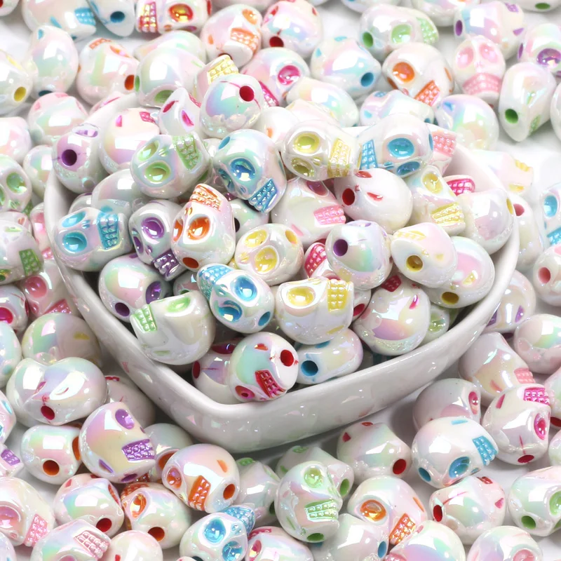 10pcs helle ab Farbe neue Schädel muster Perlen Acryl perlen für DIY Armbänder Halsketten handgemachte Geschenke Home Decoration Teile