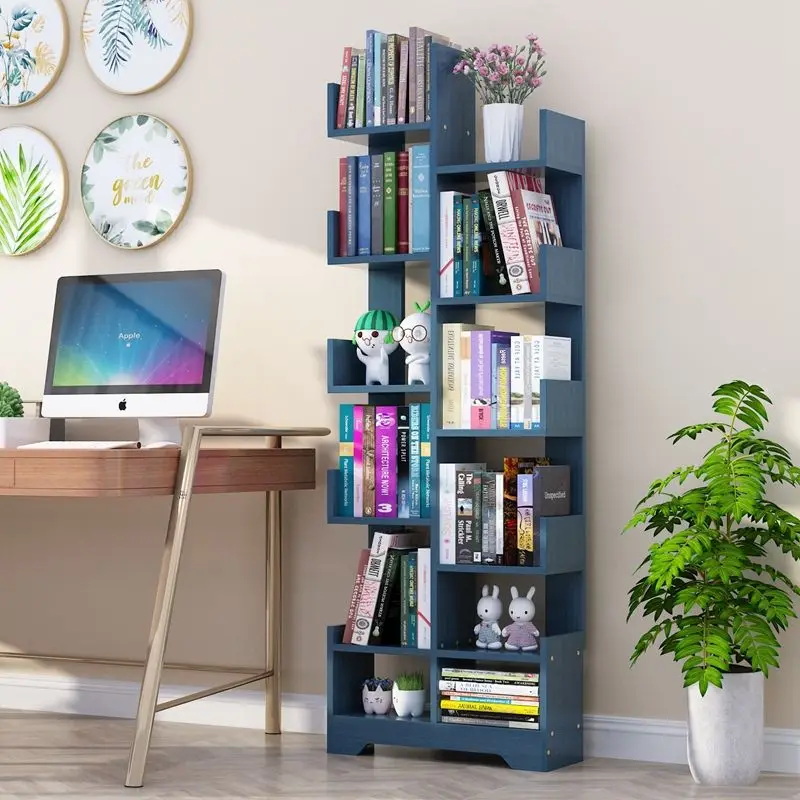 or-Japanese Type Original Wood Color Bookcase Contracted Side Wears Floor Trapezoidal Solid Wood Bookshelf Desk Combines-