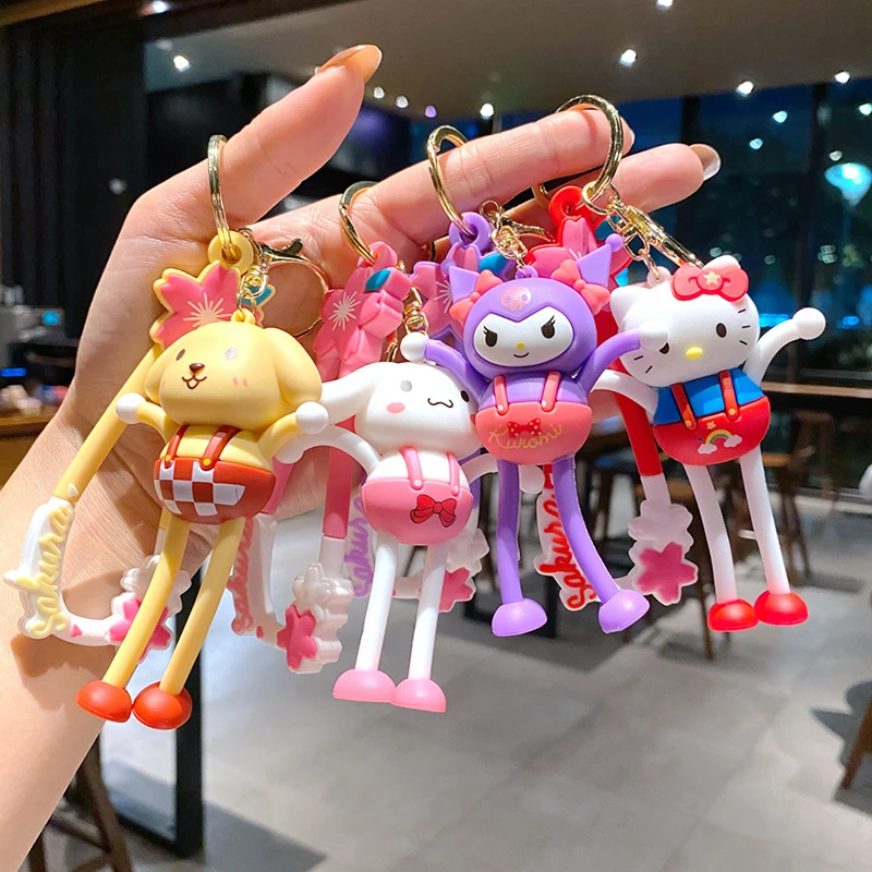 

Cute Sanrio Melody Cinnamoroll Kuromi Hello Kitty Creative Elongated Long Legs Keychain Cartoon Key Ring Couple Bag Pendant Gift