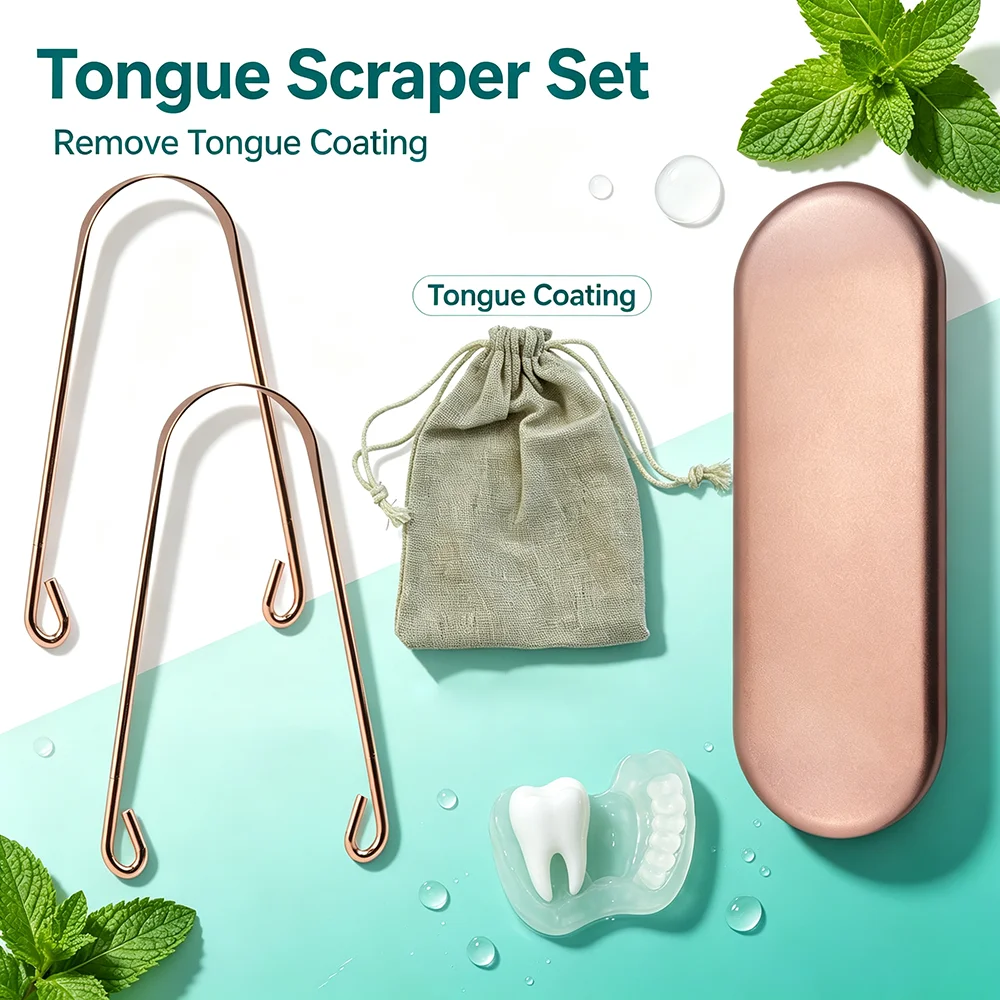 Stainless Steel Tongue Scraper Reusable Tongue Cleaner, Safe for Household Use, Gently Remove Tongue Coating and Freshen Breath