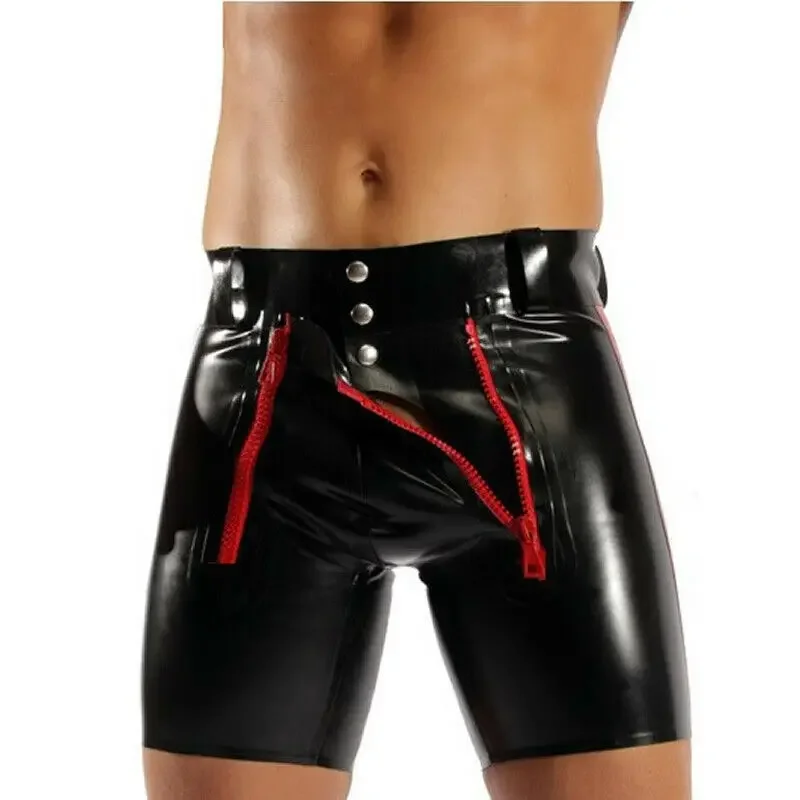 Mens Open Butt Faux Leather Boxer Shorts Nightclub Stage Skinny Fetish Shorts Men Sexy Gay PVC Leather Underwear Dance Clubwear