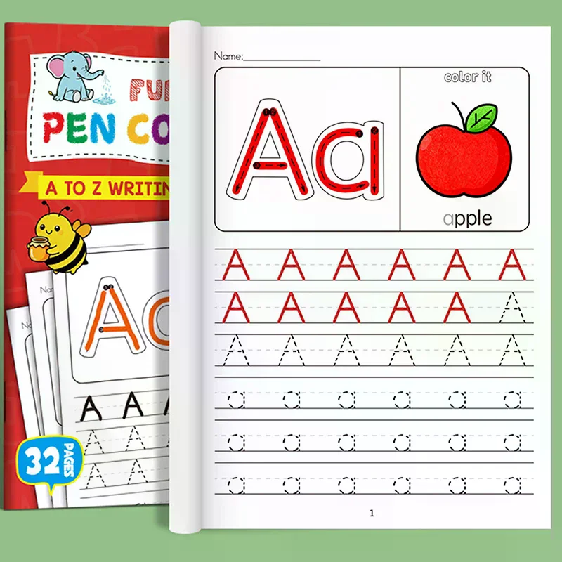 Children's Alphabet Practice Books A-Z Writing Practice Books, Learning Writing, Drawing Pages ActivitiesIllustration Book