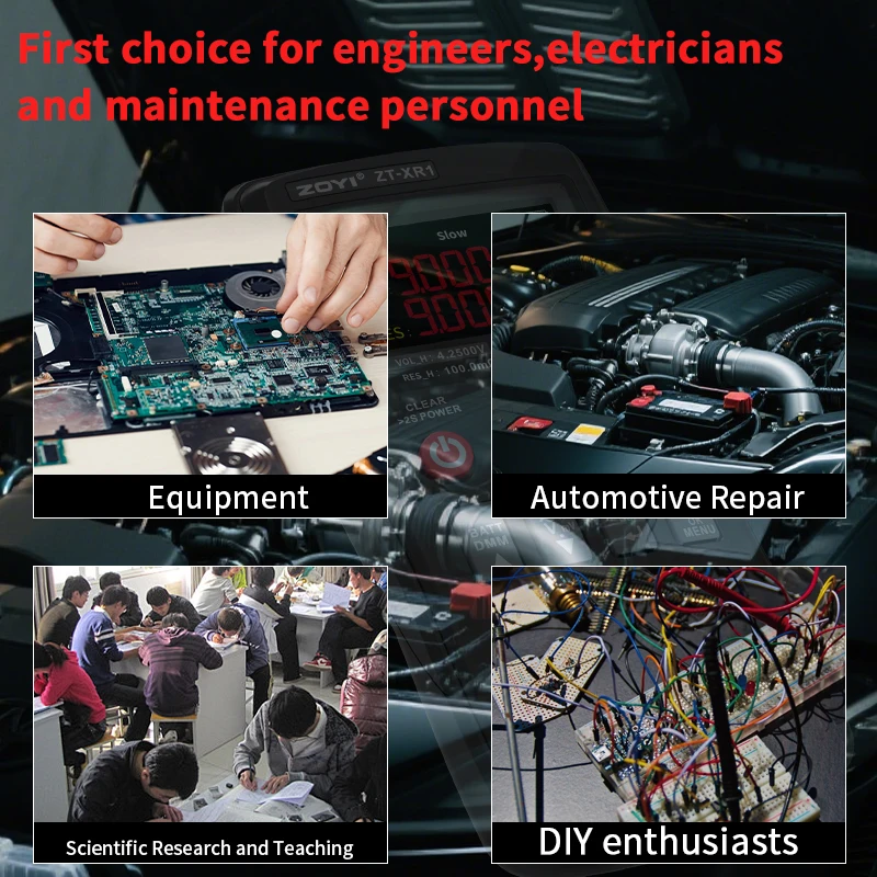 ZOYI-XR1 جهاز اختبار البطارية المتعدد 2 في 1 يقيس الجهد والمقاومة الداخلية لبطاريات Li-ion/LiFePO4/الرصاص الحمضية/18650