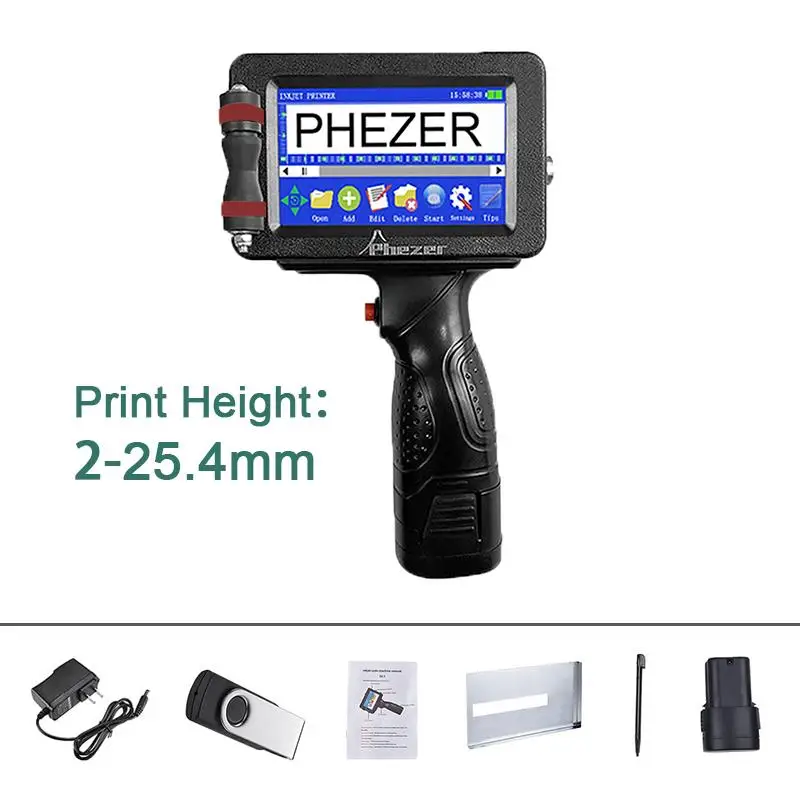 AAA+ P16 12.7/25.4mm Portable Printer QR Bar Batch Code Date Number Logo Expiry Date 24 Languages Handheld Inkjet Printer