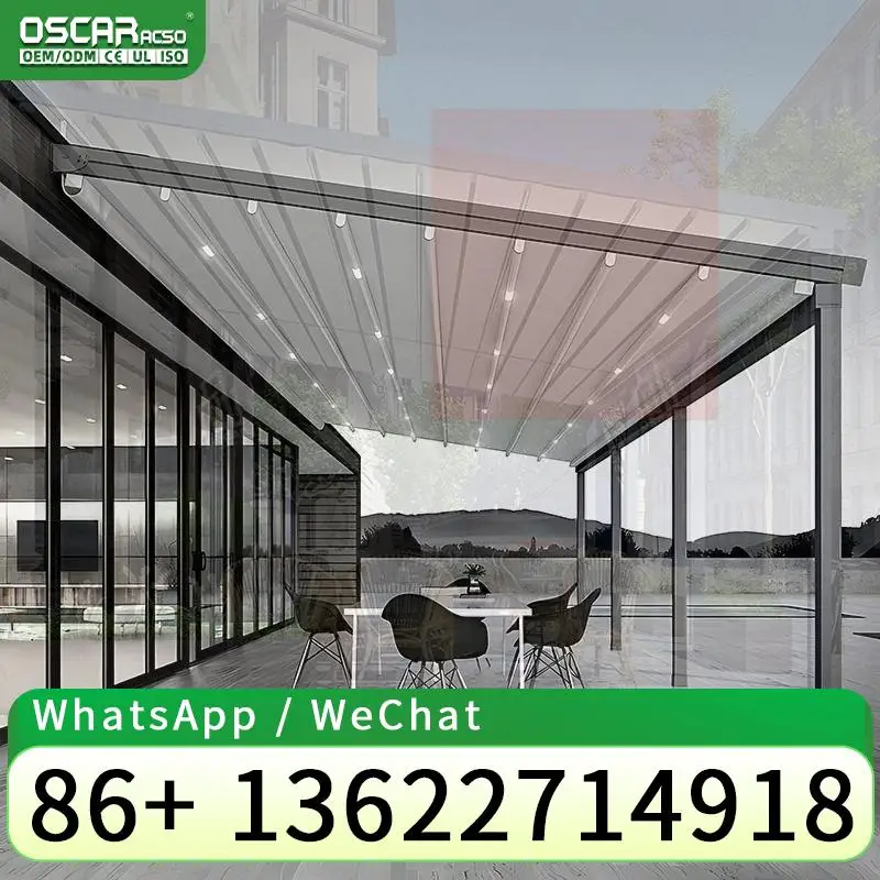 Waterproof Retractable Canopy for Balcony Swimming Pool Patio Retractable Canopy Pergola