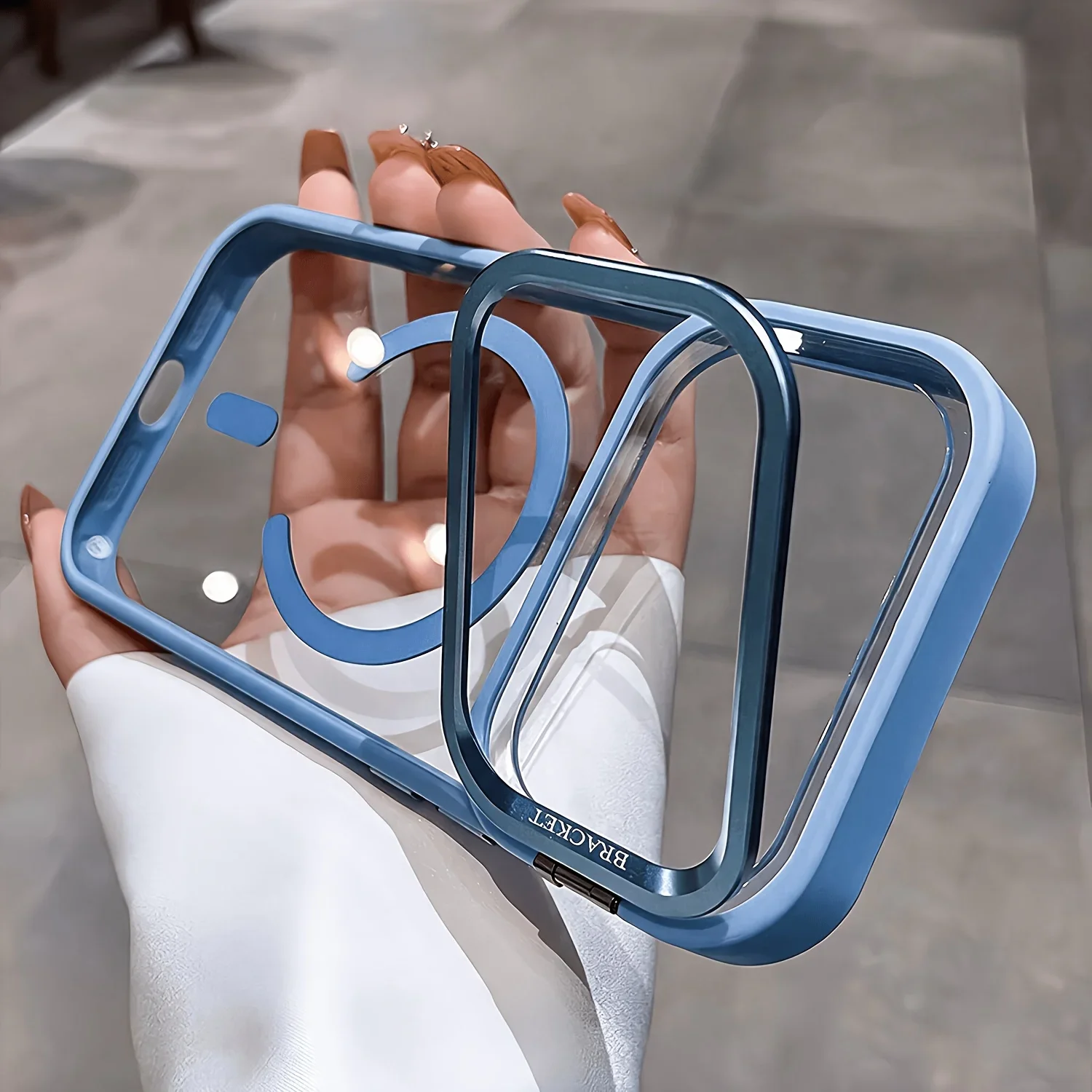 Luxuriöse Magnetische Metall-Ständerhülle mit Lanyard Kompatibel mit iPhone 18 Pro Max 17 16 15 14 13 Transparente Schutzhülle – Detail 3