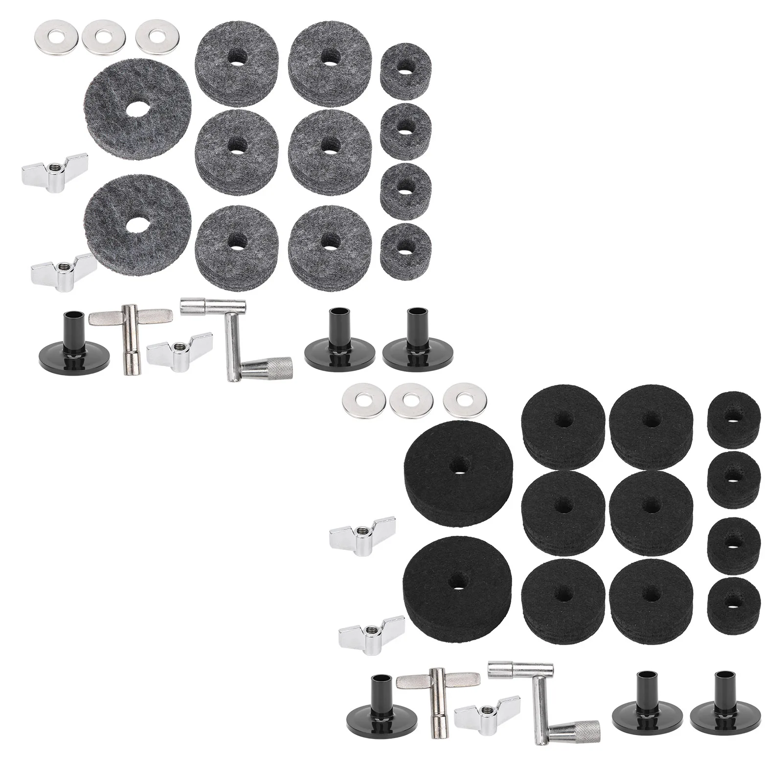 Drum Felt Pad Cymbal Kit Non-Slip with Base Wing Nuts Washer Percussion Accessories Drum Cymbal Felt Pad Drum Felt Pad Kit