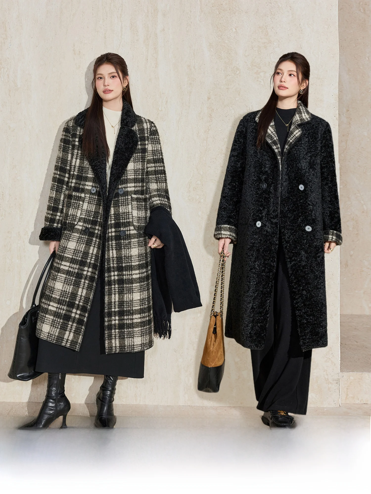 

Warm Woolen Long Coat Women's Double-sided Wear Trench Coat Large Size Winter New Style Commute Simple Style Outerwear