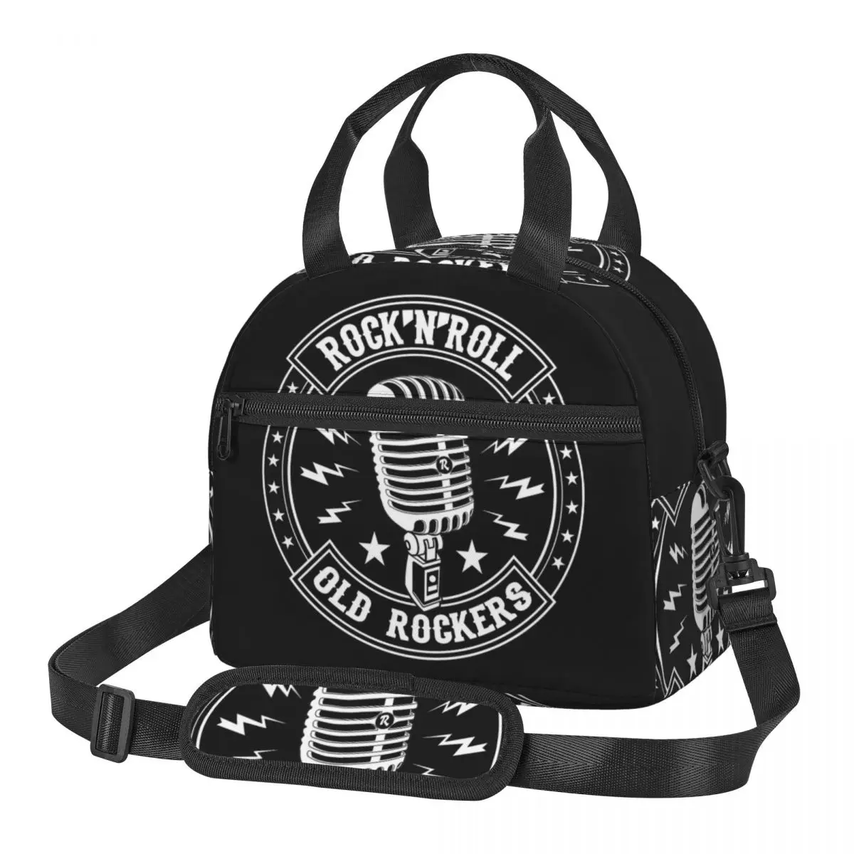 Microphone Rock And Roll Rockabilly Lunch Bags Insulated Bento Box Resuable Lunch Tote Picnic Bags Cooler Bag for Woman Children