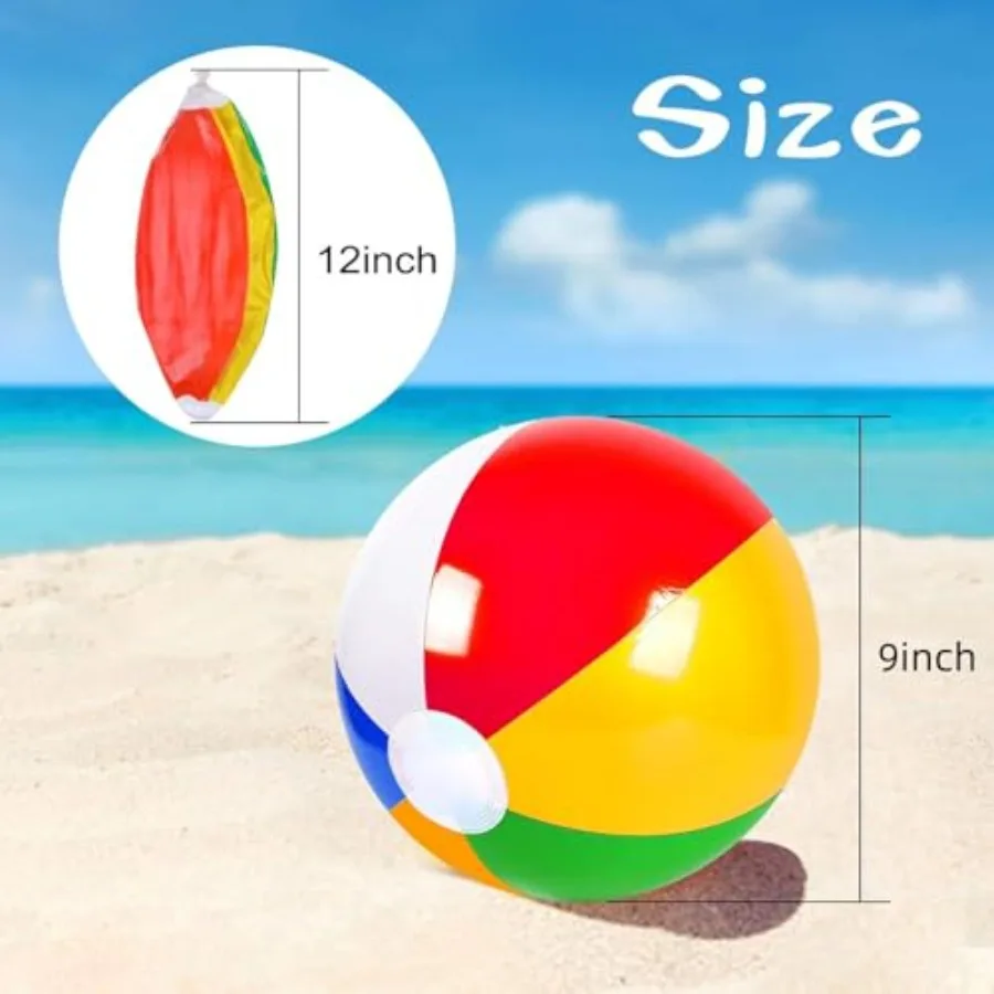 100 Pack Inflatable Beach Balls Classic Rainbow Swimming Pool Ball Birthday Beach Party Decoration Summer Water Games Gifts 8 to 12 Inches from Inflated to Deflated