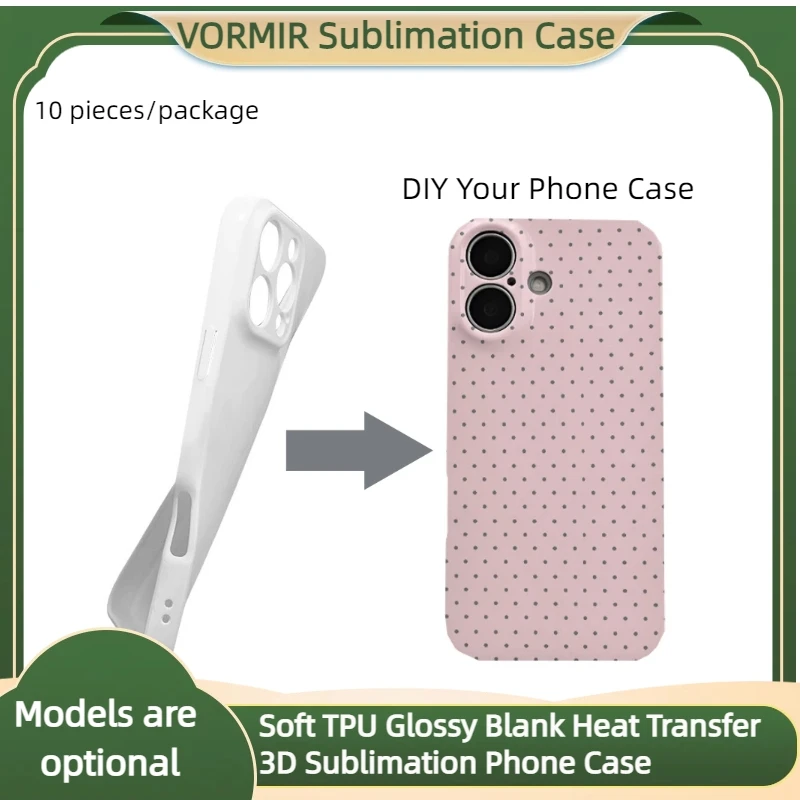 

10pcs Soft 3D Sublimation Phone Cases TPU Film Full Wrapped DIY Heat Press Printing Cover For iPhone 17 16 15 14 13 12 Pro Max