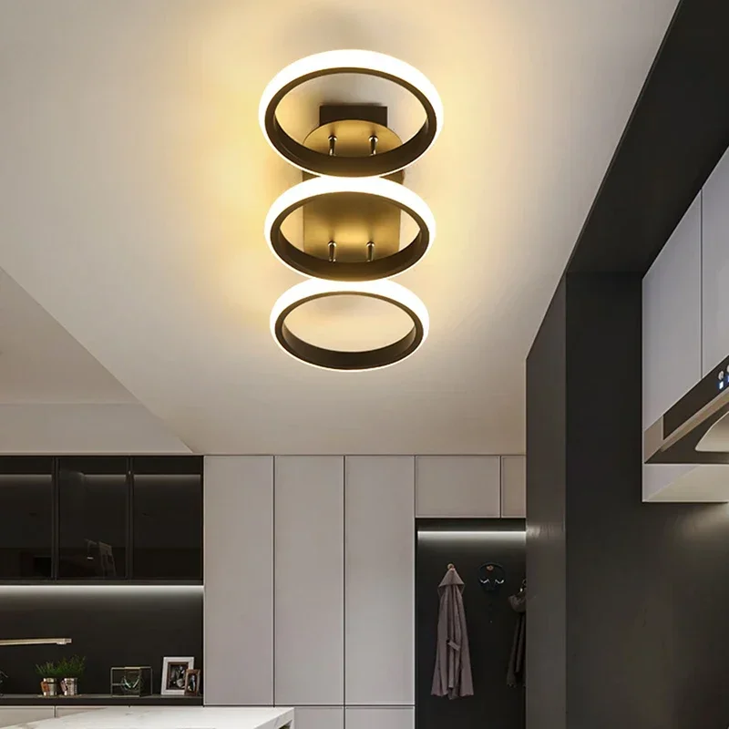 Modern LED Ceiling Light Square Ring Round Ring Bedroom Kitchen Balcony Corridor Stairwell Lighting 2/3 Heads Home Led Lighting