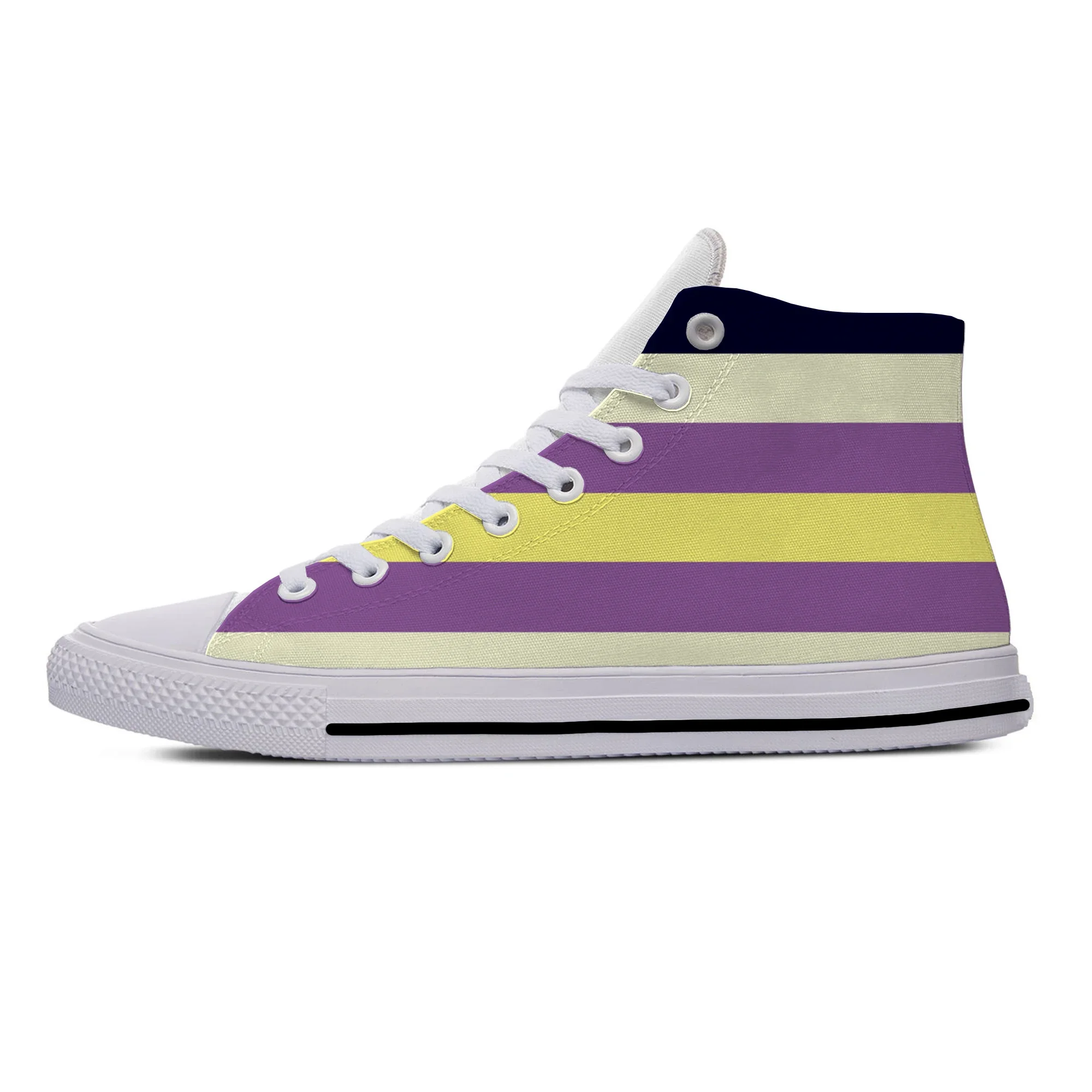 Enby Pride-Zapatillas deportivas transpirables con bandera no binaria para hombre y mujer, zapatos informales de alta calidad, ligeros, a la moda, novedad